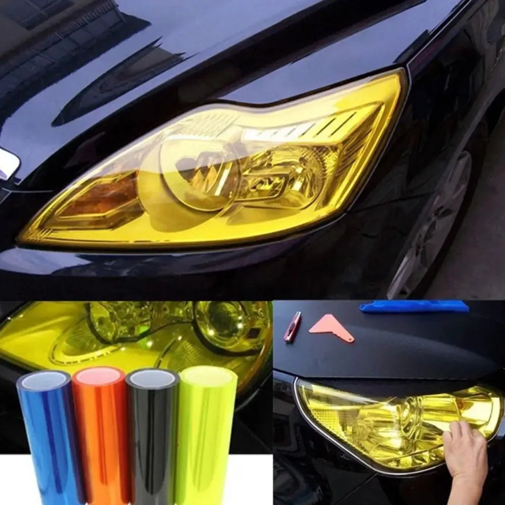 PVC Car Headlight Lamp Film Fog Lamp Sticker Car Headlight Tailing Moulding Foil Self-Adhesive Car Accessories