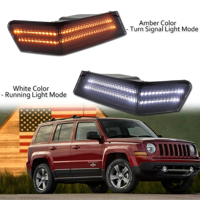 For Jeep Patriot Signal Blinker Corner Lights  Assemblies Amber Sequential Turn Signal Light/White Driving Lights 07-17