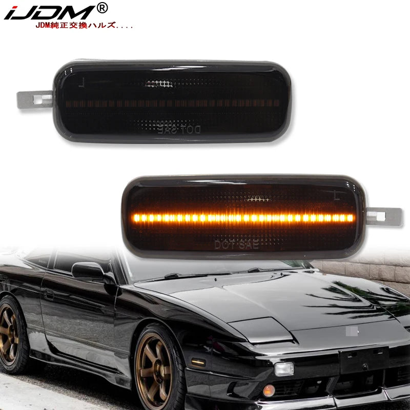 iJDM Full LED Bumper Side Marker Light Assembly For Nissan Altima 240SX S13 Parking Light/Turn Signals 1989-1994  T10 W5W 12V