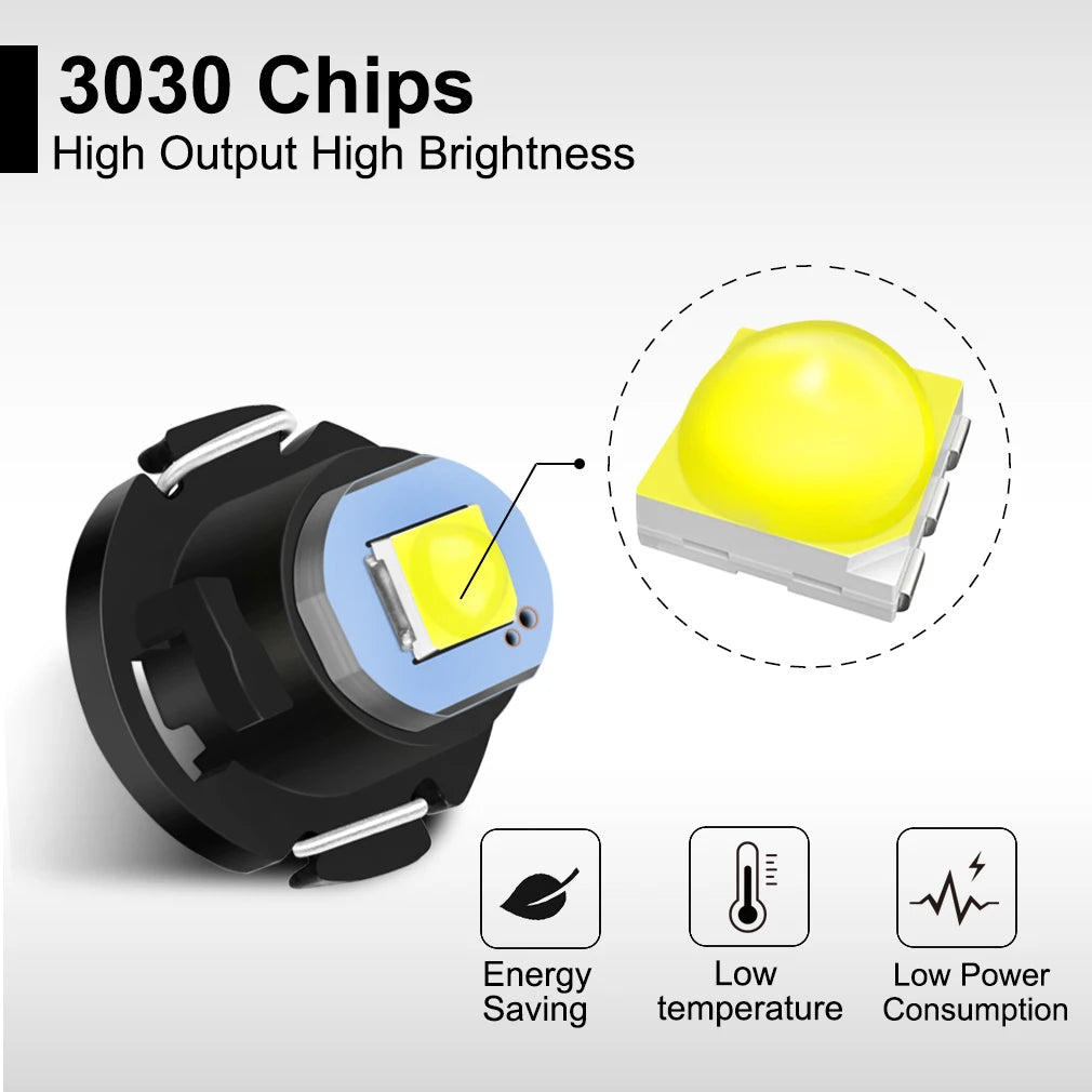6pcs T3 LED T4.2 T4.7 Led Bulb Canbus 3030SMD Car Interior Lights Indicator Wedge Dashboard Warming Instrument Lamp 12V Auto