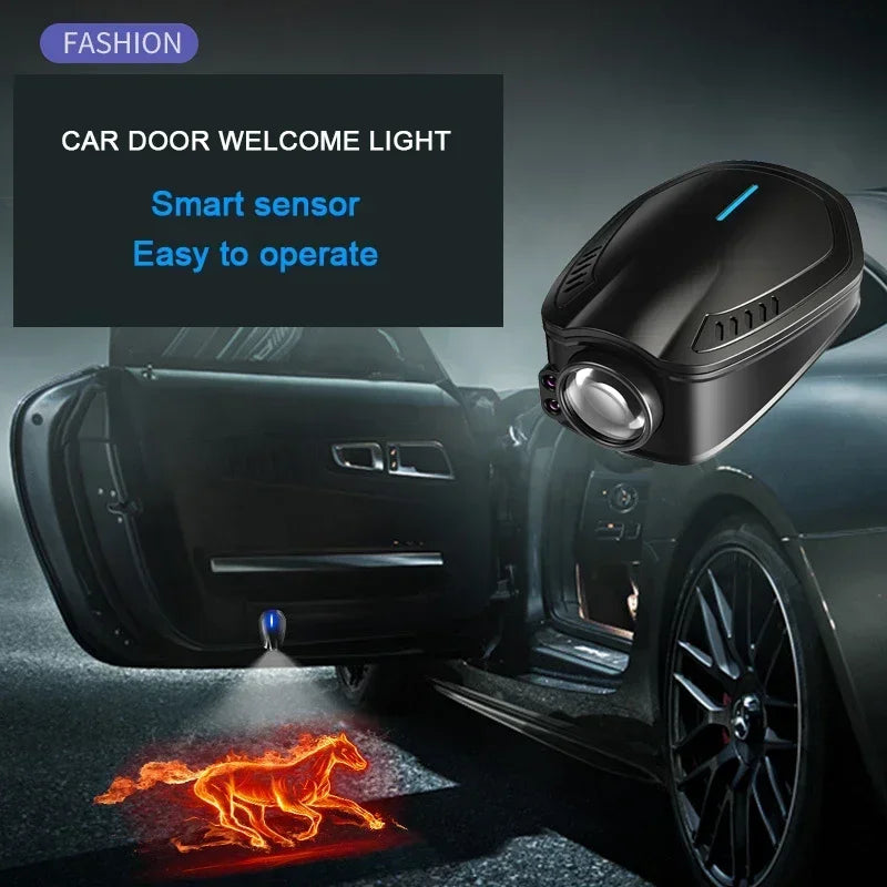 2pcs USB Rechargeable N Line Logo Car Door HD LED Lamps Projector Courtesy Welcome Lights For Hyundai Sonata Accent Tucson Azera