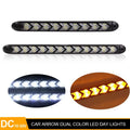 2PCS Arrow Car LED Daytime Running Light 12V DRL Switchback Strips With Amber and White Sequential Flowing Turn Signal Lights