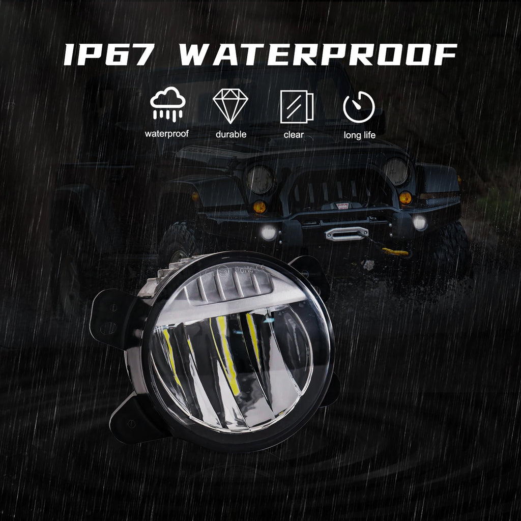 Car Front Bumper Fog Light Assembly For Jeep Wrangler JL White LED Daytime Running Light DRL Headlight Off Road 6500K Waterproof
