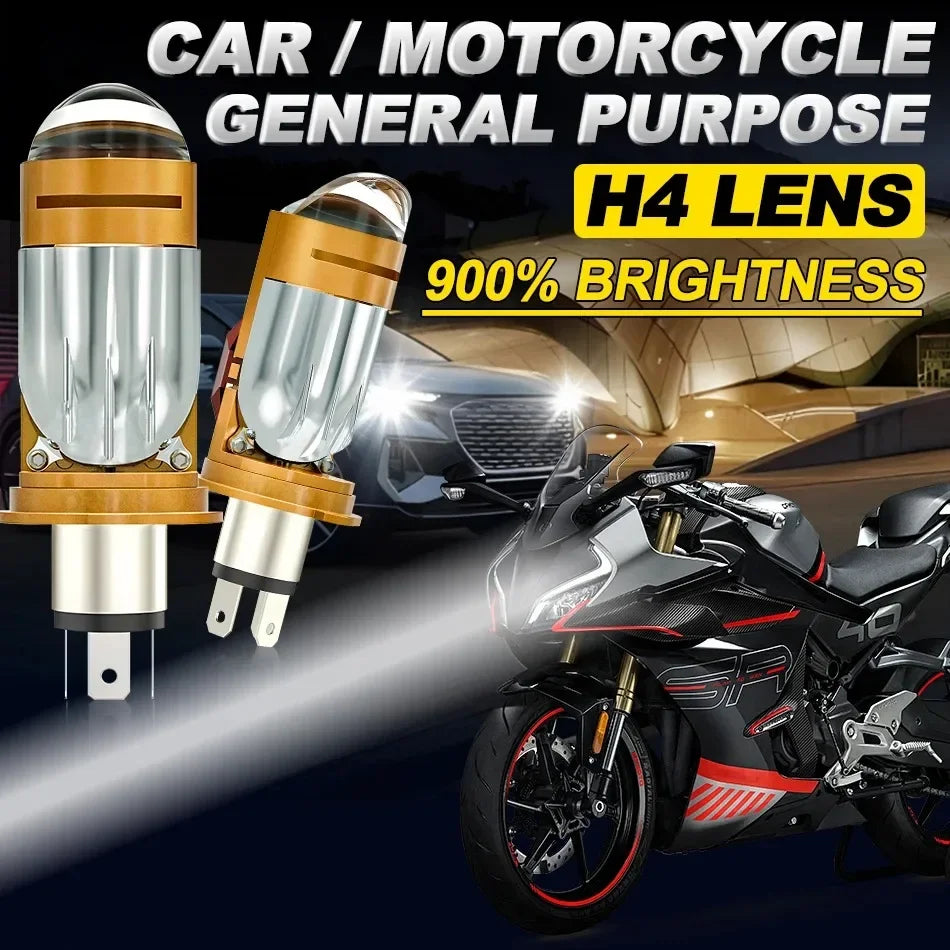 JUZIXING 3800W Bi LED H4 Mini Projector Lens No Errors Projector Car Light Super 12V Plug&play 6500K for LED Lighthouse Fog Lamp