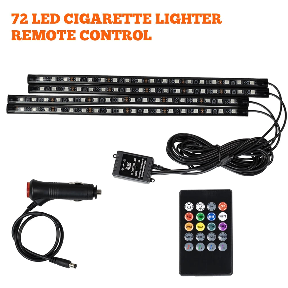 APP Car Interior Ambient Light Neon LED Strip Foot Light with USB Wireless Remote Music Auto Atmosphere Decorative Lamp