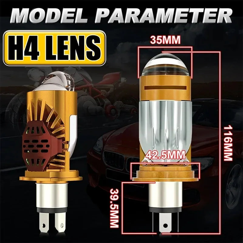 JUZIXING 3800W Bi LED H4 Mini Projector Lens No Errors Projector Car Light Super 12V Plug&play 6500K for LED Lighthouse Fog Lamp