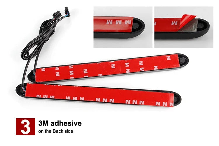 2PCS Arrow Car LED Daytime Running Light 12V DRL Switchback Strips With Amber and White Sequential Flowing Turn Signal Lights