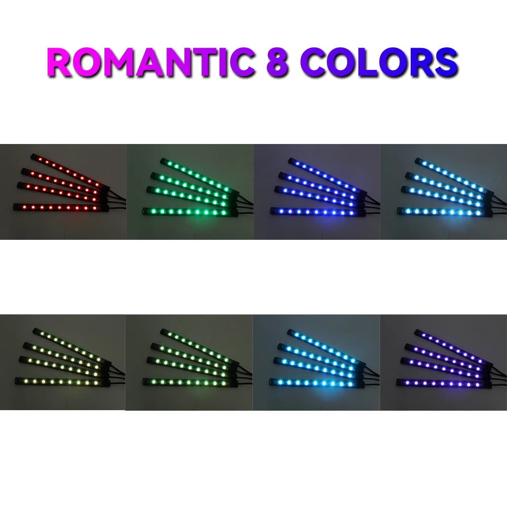 APP Car Interior Ambient Light Neon LED Strip Foot Light with USB Wireless Remote Music Auto Atmosphere Decorative Lamp