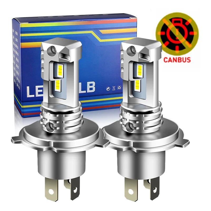 H4 Fanless LED CSP Headlight Bulb for Car Motorcycle 9003 LED Hi/Lo High and Low Beam Headlamp Auto Head Lamp 12V 12000Lm
