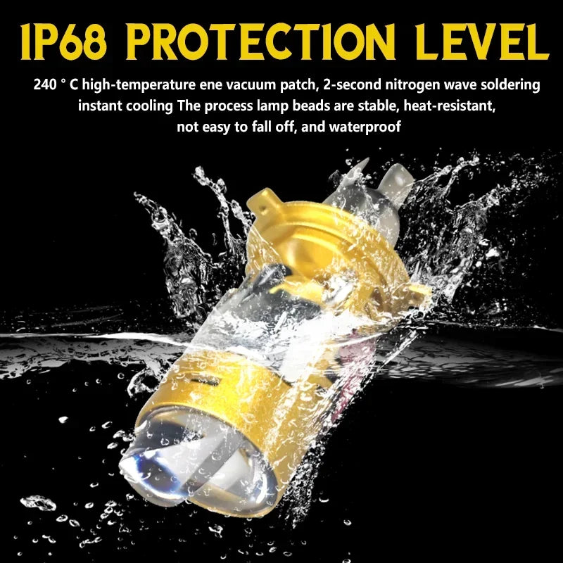 JUZIXING 3800W Bi LED H4 Mini Projector Lens No Errors Projector Car Light Super 12V Plug&play 6500K for LED Lighthouse Fog Lamp