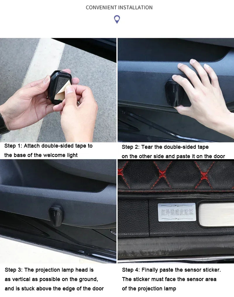 2pcs USB Rechargeable N Line Logo Car Door HD LED Lamps Projector Courtesy Welcome Lights For Hyundai Sonata Accent Tucson Azera