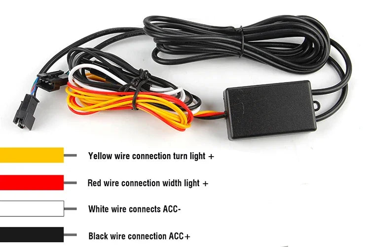 2PCS Arrow Car LED Daytime Running Light 12V DRL Switchback Strips With Amber and White Sequential Flowing Turn Signal Lights