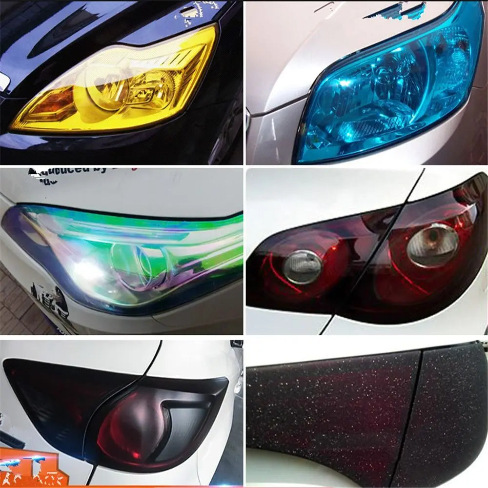 PVC Car Headlight Lamp Film Fog Lamp Sticker Car Headlight Tailing Moulding Foil Self-Adhesive Car Accessories